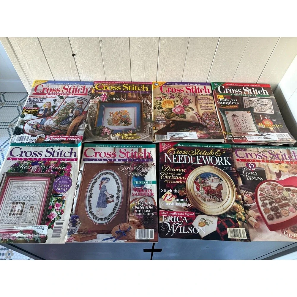 Vintage 1990s Cross Stitch Pattern Booklets Magazines Lot of 28 Needlework